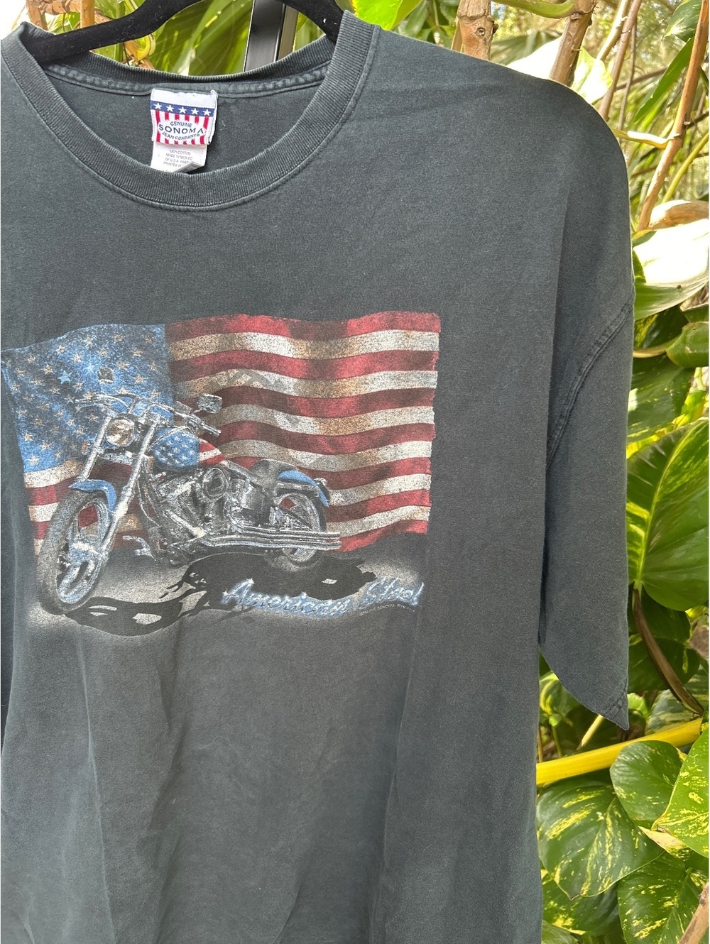 Sonoma Genuine Jean Company Adult XL Black Graphic T-Shirt with Motorcycle and U